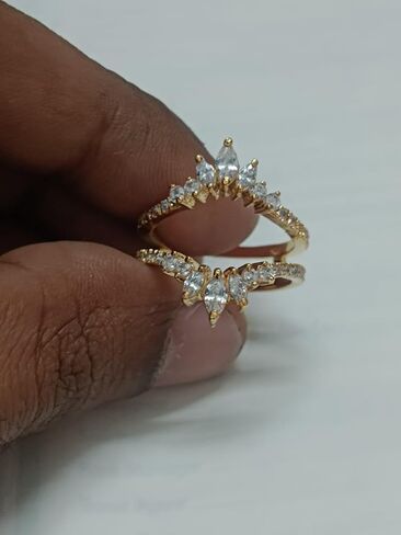 Rk JEWEL Moissanite Ring Enhancer Wedding Bands for Women,D Color VVS1 Enhancers for Engagement Rings 925 Sterling Silver Plated 18K Yellow Gold Plated Ring for Wife in Saudi Arabia