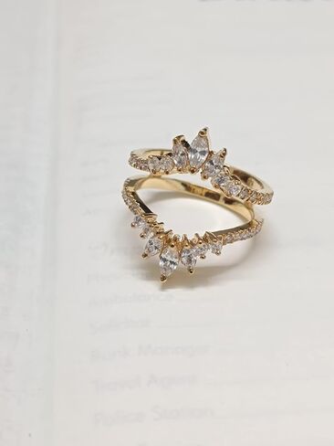 Rk JEWEL Moissanite Ring Enhancer Wedding Bands for Women,D Color VVS1 Enhancers for Engagement Rings 925 Sterling Silver Plated 18K Yellow Gold Plated Ring for Wife in Saudi Arabia