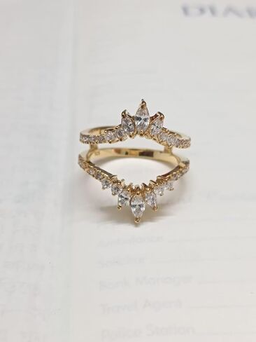 Rk JEWEL Moissanite Ring Enhancer Wedding Bands for Women,D Color VVS1 Enhancers for Engagement Rings 925 Sterling Silver Plated 18K Yellow Gold Plated Ring for Wife in Saudi Arabia