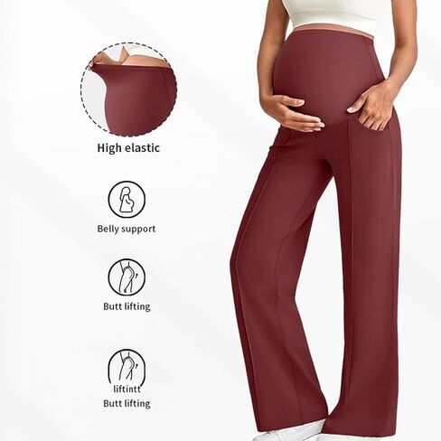 Maternity Pants for Women Maternity Dress Yoga Pants with Pockets Over The Belly Stretchy Work Slack Pregnancy Trouser in Saudi Arabia