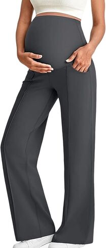 Maternity Pants for Women Maternity Dress Yoga Pants with Pockets Over The Belly Stretchy Work Slack Pregnancy Trouser in Saudi Arabia