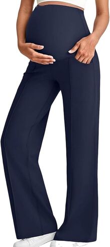 Maternity Pants for Women Maternity Dress Yoga Pants with Pockets Over The Belly Stretchy Work Slack Pregnancy Trouser in Saudi Arabia
