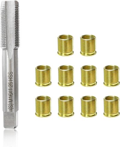 Spark Plug Thread Repair Kit, Spark Plug Thread Repair Kit with M14×1.25 Inserts M16×1.25 Tap, Stainless Steel Engine Rethreading Repair Tools for Automotive Gasoline Generators in Saudi Arabia