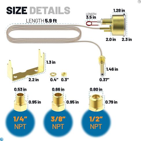 7-123 Water Temperature Gauge 50-140°C/130-280°F Coolant Temp Gauge Kit Mechanical Universal Fit for Automotive, Car, Truck, Motorcycle and Marine Engines in Saudi Arabia