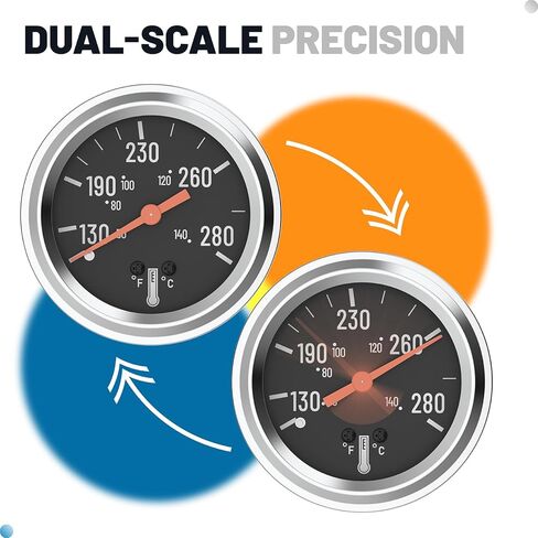 7-123 Water Temperature Gauge 50-140°C/130-280°F Coolant Temp Gauge Kit Mechanical Universal Fit for Automotive, Car, Truck, Motorcycle and Marine Engines in Saudi Arabia