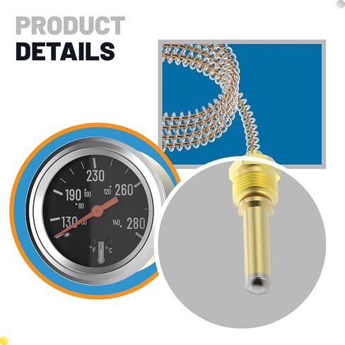 7-123 Water Temperature Gauge 50-140°C/130-280°F Coolant Temp Gauge Kit Mechanical Universal Fit for Automotive, Car, Truck, Motorcycle and Marine Engines in Saudi Arabia