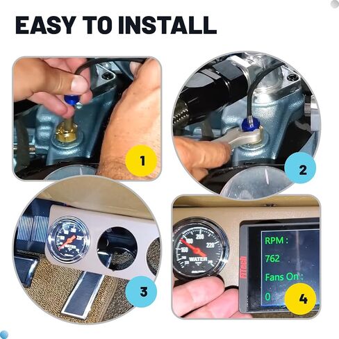 7-123 Water Temperature Gauge 50-140°C/130-280°F Coolant Temp Gauge Kit Mechanical Universal Fit for Automotive, Car, Truck, Motorcycle and Marine Engines in Saudi Arabia