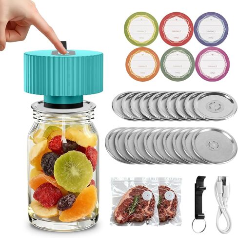 Electric Mason Jar Vacuum Sealer, Automatic Vacuum Sealer for Jars with Wide and Regular Mouth Lids 3-in 1 Canning Jars Vacuum Sealer Kit Portable Vacuum Sealing Machine Food Vacuum Storage in Saudi Arabia