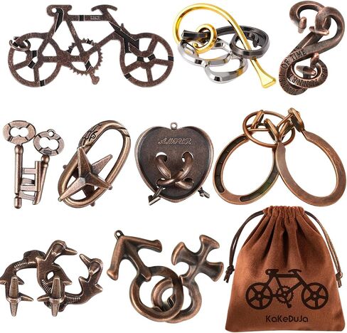 Brain Teaser Puzzles for Adults Metal Wooden Brain Teaser Puzzle 16pcs Logic Metal Puzzle for Adult Kid Toy Lock Puzzles Gift for Adults Teenagers in Saudi Arabia