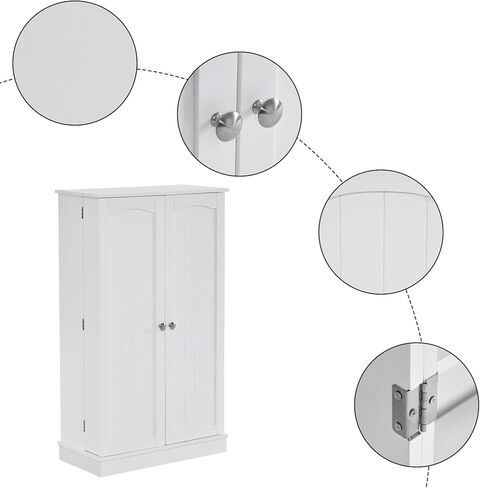 خزانة تخزين المطبخ بتصميم باب مزدوج مع أرفف قابلة للتعديل، يمكن استخدام الطراز الحديث كخزانة جانبية في غرفة الطعام أو غرفة المعيشة، وتأتي خزانة التخزين المستقلة مع طقم تثبيت على الحائط باللون الأبيض in Kuwait