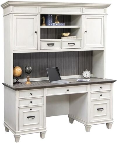 مكتب مكتب Pemberly Row الخشبي المعاصر Credenza، مقاس 70 بوصة عرض × 31 بوصة ارتفاع × 21 بوصة عمق، لمسة نهائية بيضاء، درج قفل للملفات، سحب لوحة المفاتيح، أدراج المرافق، منفذ طاقة، طاولة كتابة للمكتب المنزلي in Kuwait