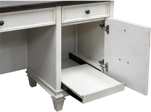 مكتب مكتب Pemberly Row الخشبي المعاصر Credenza، مقاس 70 بوصة عرض × 31 بوصة ارتفاع × 21 بوصة عمق، لمسة نهائية بيضاء، درج قفل للملفات، سحب لوحة المفاتيح، أدراج المرافق، منفذ طاقة، طاولة كتابة للمكتب المنزلي in Kuwait