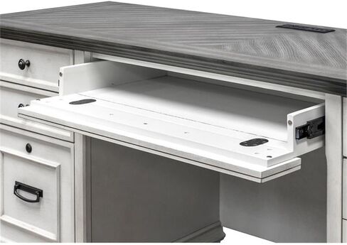 مكتب مكتب Pemberly Row الخشبي المعاصر Credenza، مقاس 70 بوصة عرض × 31 بوصة ارتفاع × 21 بوصة عمق، لمسة نهائية بيضاء، درج قفل للملفات، سحب لوحة المفاتيح، أدراج المرافق، منفذ طاقة، طاولة كتابة للمكتب المنزلي in Kuwait