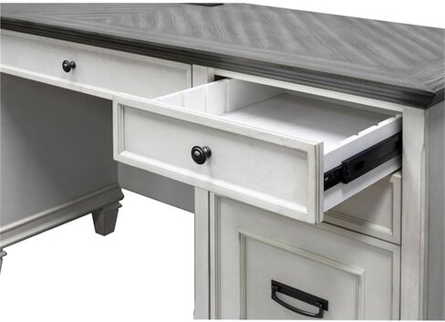 مكتب مكتب Pemberly Row الخشبي المعاصر Credenza، مقاس 70 بوصة عرض × 31 بوصة ارتفاع × 21 بوصة عمق، لمسة نهائية بيضاء، درج قفل للملفات، سحب لوحة المفاتيح، أدراج المرافق، منفذ طاقة، طاولة كتابة للمكتب المنزلي in Kuwait