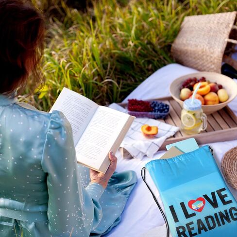 12 Pcs I Love Reading Drawstring Bag Reading Books Party Favors Read Backpacks for Teacher Reward Supplies Gifts in Saudi Arabia