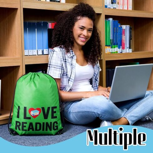 12 Pcs I Love Reading Drawstring Bag Reading Books Party Favors Read Backpacks for Teacher Reward Supplies Gifts in Saudi Arabia