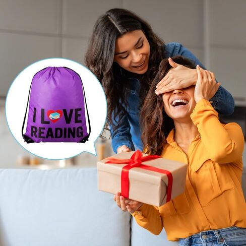 12 Pcs I Love Reading Drawstring Bag Reading Books Party Favors Read Backpacks for Teacher Reward Supplies Gifts in Saudi Arabia