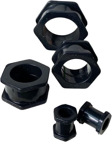 PAIR of Unique Black Hexagon Silicone Double Flare Tunnels - Plug - Gauges - Body Jewelry in Saudi Arabia