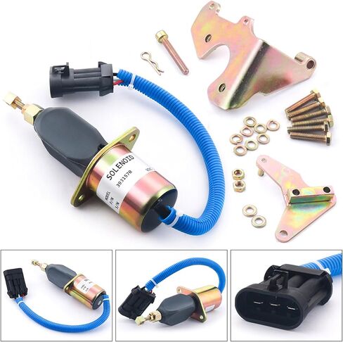 12V Fuel Shut Off Solenoid Valve With Bracket Kits 3931570 SA-4981-12 5016244AA Compatible with Dodge 5.9L Cummins Diesel 94-98 New in Saudi Arabia