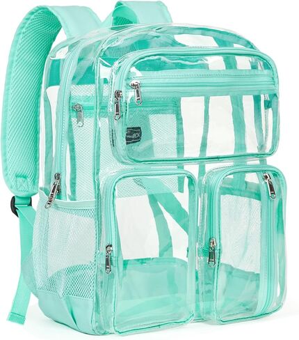 Vorspack Clear Backpack for School - Heavy Duty See Through Bookbag for Girls Boys Large Transparent Backpacks for Work, Travel, Festival - Black in Kuwait