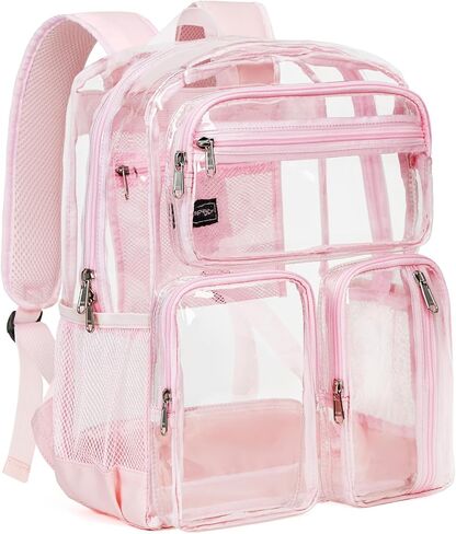 Vorspack Clear Backpack for School - Heavy Duty See Through Bookbag for Girls Boys Large Transparent Backpacks for Work, Travel, Festival - Black in Kuwait