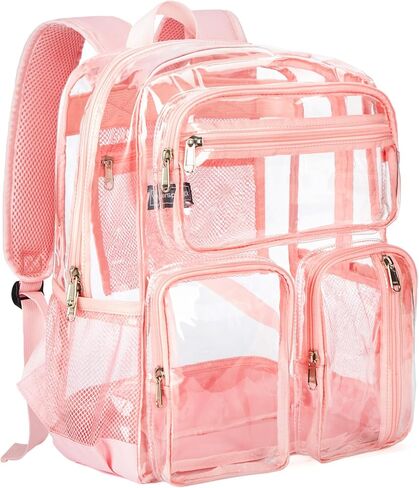 Vorspack Clear Backpack for School - Heavy Duty See Through Bookbag for Girls Boys Large Transparent Backpacks for Work, Travel, Festival - Black in Kuwait