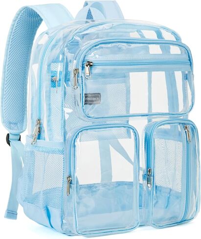Vorspack Clear Backpack for School - Heavy Duty See Through Bookbag for Girls Boys Large Transparent Backpacks for Work, Travel, Festival - Black in Kuwait