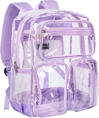 Vorspack Clear Backpack for School - Heavy Duty See Through Bookbag for Girls Boys Large Transparent Backpacks for Work, Travel, Festival - Black in Kuwait