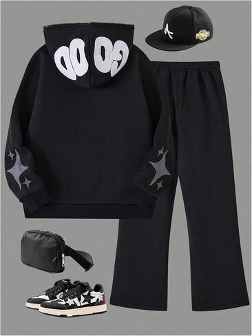 Boy's Sweatsuits Two Piece Y2K Outfits Full Zip Up Hoodie Jackets and Baggy Sweatpants in Saudi Arabia