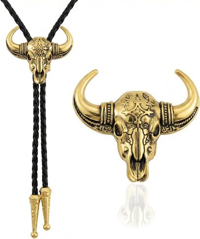 Western Bolo Tie for Men Women - Bull Skull Cowboy Necktie, Southwestern Style Steer Head Skeleton Bola Tie in Saudi Arabia
