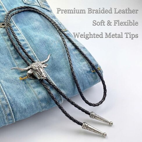Western Bolo Tie for Men Women - Bull Skull Cowboy Necktie, Southwestern Style Steer Head Skeleton Bola Tie in Saudi Arabia