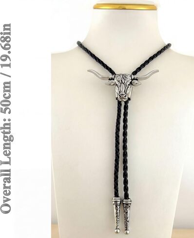 Western Bolo Tie for Men Women - Bull Skull Cowboy Necktie, Southwestern Style Steer Head Skeleton Bola Tie in Saudi Arabia