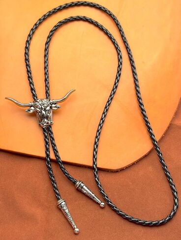Western Bolo Tie for Men Women - Bull Skull Cowboy Necktie, Southwestern Style Steer Head Skeleton Bola Tie in Saudi Arabia