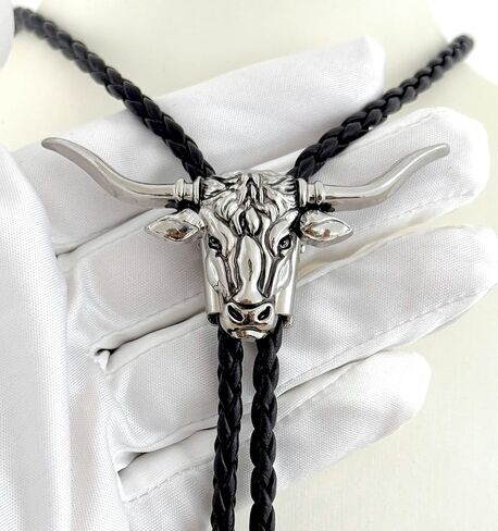 Western Bolo Tie for Men Women - Bull Skull Cowboy Necktie, Southwestern Style Steer Head Skeleton Bola Tie in Saudi Arabia