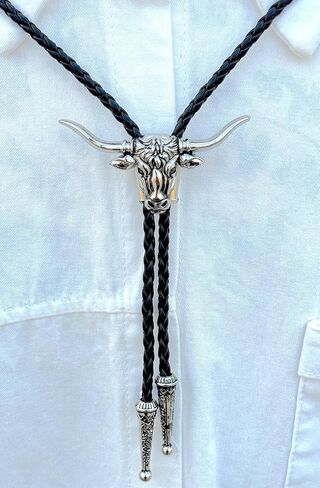 Western Bolo Tie for Men Women - Bull Skull Cowboy Necktie, Southwestern Style Steer Head Skeleton Bola Tie in Saudi Arabia