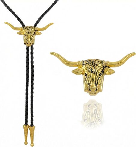 Western Bolo Tie for Men Women - Bull Skull Cowboy Necktie, Southwestern Style Steer Head Skeleton Bola Tie in Saudi Arabia