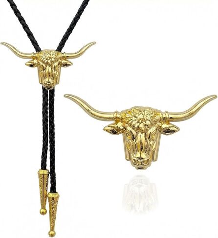 Western Bolo Tie for Men Women - Bull Skull Cowboy Necktie, Southwestern Style Steer Head Skeleton Bola Tie in Saudi Arabia