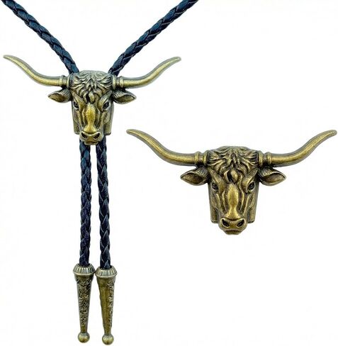 Western Bolo Tie for Men Women - Bull Skull Cowboy Necktie, Southwestern Style Steer Head Skeleton Bola Tie in Saudi Arabia