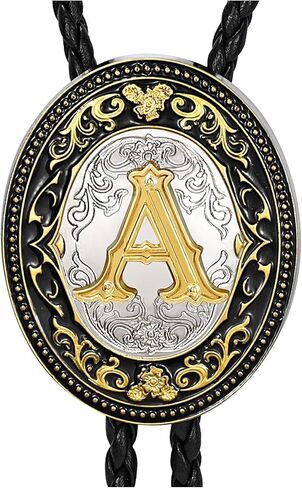 XZQTIVE Vintage Bolo Tie for Men- Initial Letter ABJMR to Z Western Bolo Tie Rodeo Cowboy Leather Necktie for Men Women in Saudi Arabia