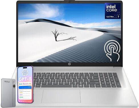 HP 17.3 "كمبيوتر محمول من شاشة اللمس ، معالج Intel Ultra 7 255U (12-كوور ، 5.2 جيجا هرتز التعزيز) ، 64 جيجابايت من ذاكرة الوصول العشوائي DDR5 ، 4 تيرابايت SSD ، HD+ Anti-Glare Display ، لوحة المفاتيح الخلفية ، WiFi 6 & Bluetooth 5.4 ، Copilot ، Windows 11 in Kuwait