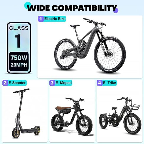 4 قطع ملصق Ebike Class 1 بقدرة 750 وات 20 ميلاً في الساعة Powersports - مجموعة ملصقات فينيل عاكسة ملونة لتصنيف Ebike - 2.5 × 1.2 بوصة in Saudi Arabia