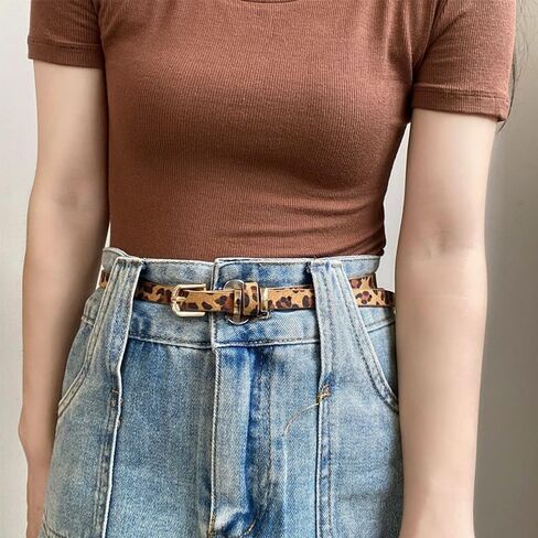 3 أحزمة للنساء، حزام رفيع أنيق للجينز والفساتين والسراويل، حزام خصر جلدي بإبزيم ذهبي in Saudi Arabia