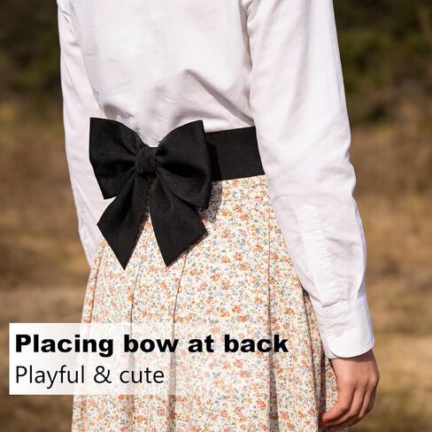 أحزمة كونال 3 قطع على شكل فيونكة للنساء، حزام فيونكة أحمر مع حزام خصر مرن واسع، إكسسوارات أحزمة فيونكة كلاسيكية للحفلات والفساتين والمهرجانات (أسود، أبيض وأحمر) in Kuwait