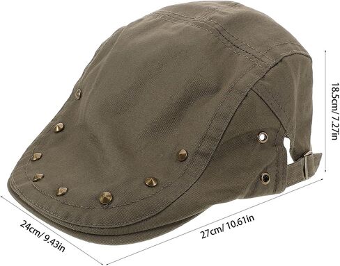 Ciieeo Women’s Newsboy Cap Retro Studded 1920s Driver Hat Breathable Sunshade Flat Beret in Army Green for Spring Summer Casual Wear in Kuwait