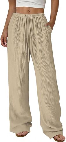 Wide Leg Pants for Women 2026 Summer Soft High Waist Flowy Loose Casual Lounge Trousers Beach Travel Vacation Clothes in Saudi Arabia
