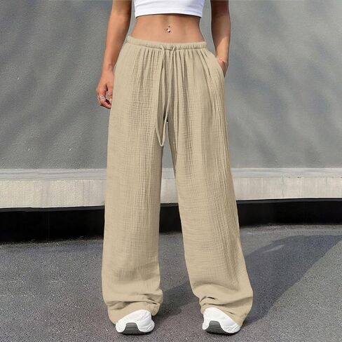Wide Leg Pants for Women 2026 Summer Soft High Waist Flowy Loose Casual Lounge Trousers Beach Travel Vacation Clothes in Saudi Arabia