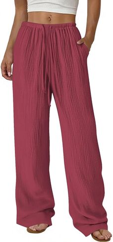 Wide Leg Pants for Women 2026 Summer Soft High Waist Flowy Loose Casual Lounge Trousers Beach Travel Vacation Clothes in Saudi Arabia