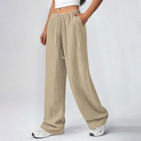 Wide Leg Pants for Women 2026 Summer Soft High Waist Flowy Loose Casual Lounge Trousers Beach Travel Vacation Clothes in Saudi Arabia