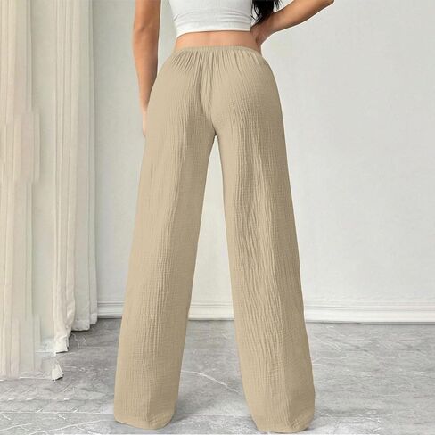 Wide Leg Pants for Women 2026 Summer Soft High Waist Flowy Loose Casual Lounge Trousers Beach Travel Vacation Clothes in Saudi Arabia