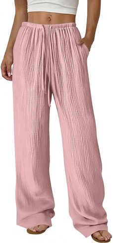 Wide Leg Pants for Women 2026 Summer Soft High Waist Flowy Loose Casual Lounge Trousers Beach Travel Vacation Clothes in Saudi Arabia